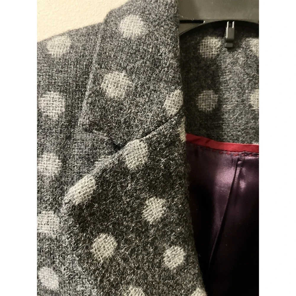 Boden Polka Dot Wool Blazer Gray Charcoal Jacket Sz 10 Preppy‎ Twee - Picture 3 of 10